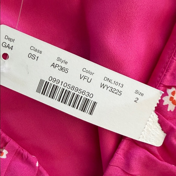 J. Crew Dress Size 2 Ruffle V Neck Mini Dress Pink White Floral Flirty Girly - Picture 5 of 11